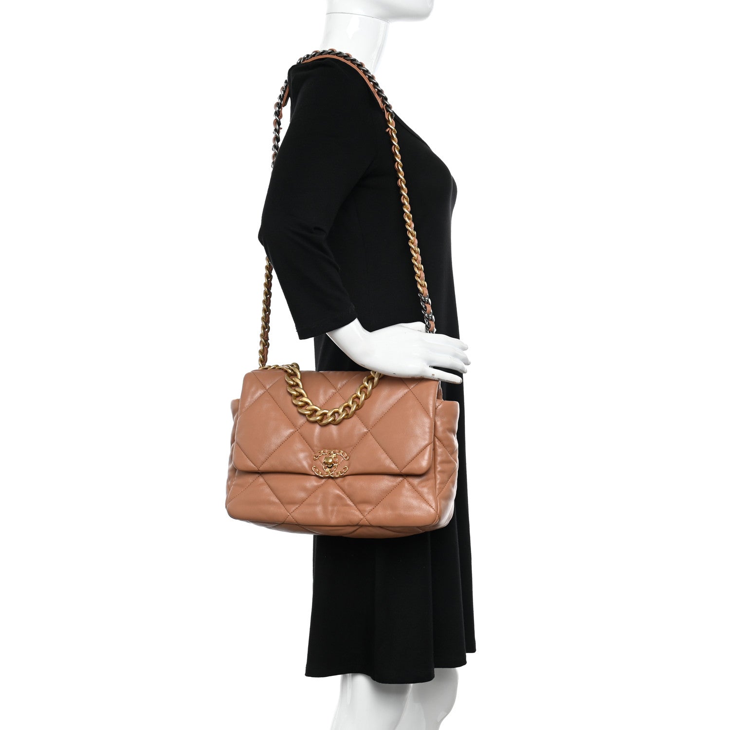 Chanel Lambskin Quilted Large Chanel 19 Flap Brown 2 of 10