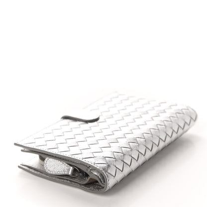 Bottega Veneta Metallic Grosgrain Intrecciato Continental Wallet Silver 4 of 8