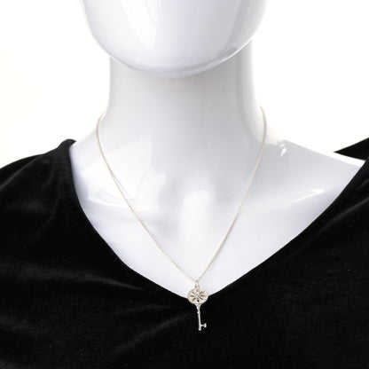 Tiffany Sterling Silver Diamond Small Daisy Key Pendant Necklace 2 of 6