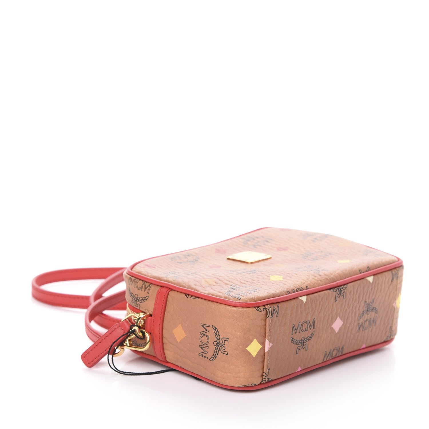 MCM Skyoptic Visetos Spectrum Diamond Camera Bag Cognac Red 4 of 9