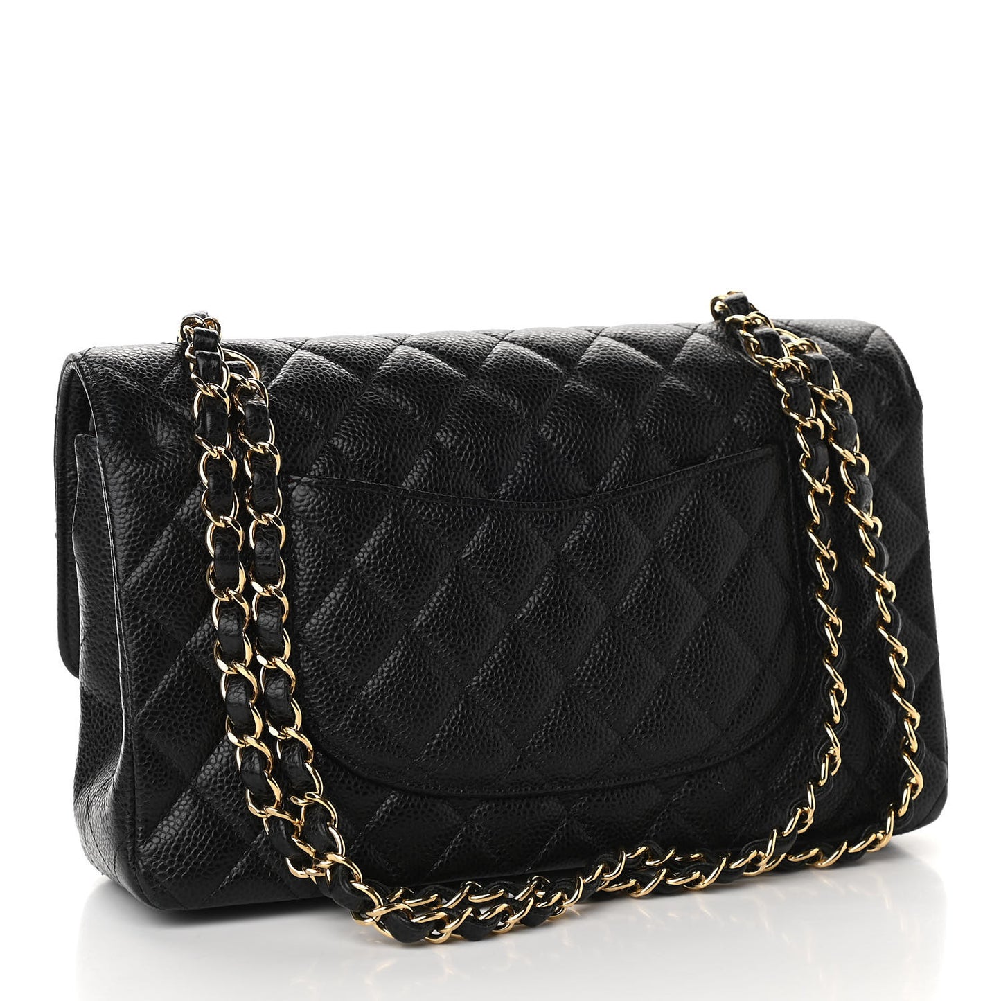 Caviar Quilted Medium Double Flap Black