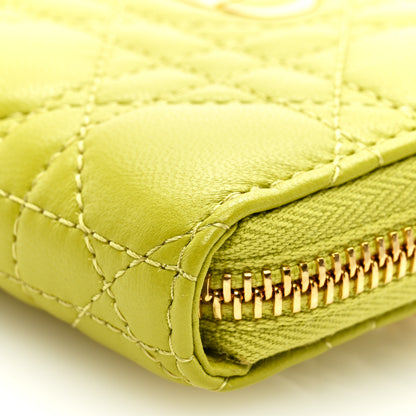 Christian Dior Lambskin Cannage Mini Caro Zipped Pouch on Chain Lime 7 of 7