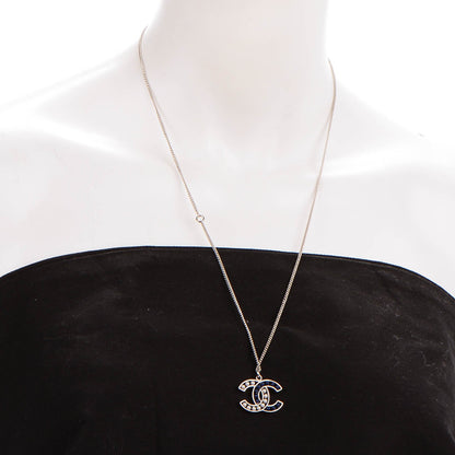 Chanel Pearl Beaded CC Necklace White Blue Silver 2 of 5