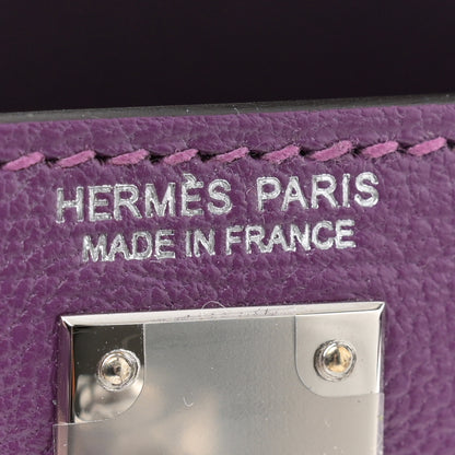 Hermes Chevre Mysore Verso Mini Kelly Sellier 20 Violet Raisin 6 of 11