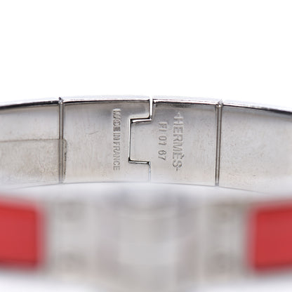 Hermes Enamel Charniere Uni Narrow Hinged Bracelet M Rouge Amarante 3 of 4