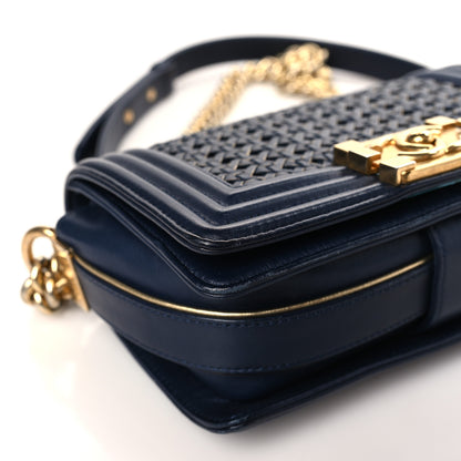 Chanel Sheepskin Braided Small Boy Reverso Flap Navy 8 of 9