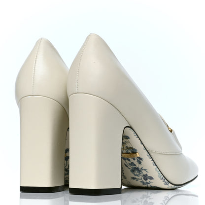 Gucci Malaga Kid GG Victoire 95mm Loafer Pumps 37 Vintage White 4 of 6