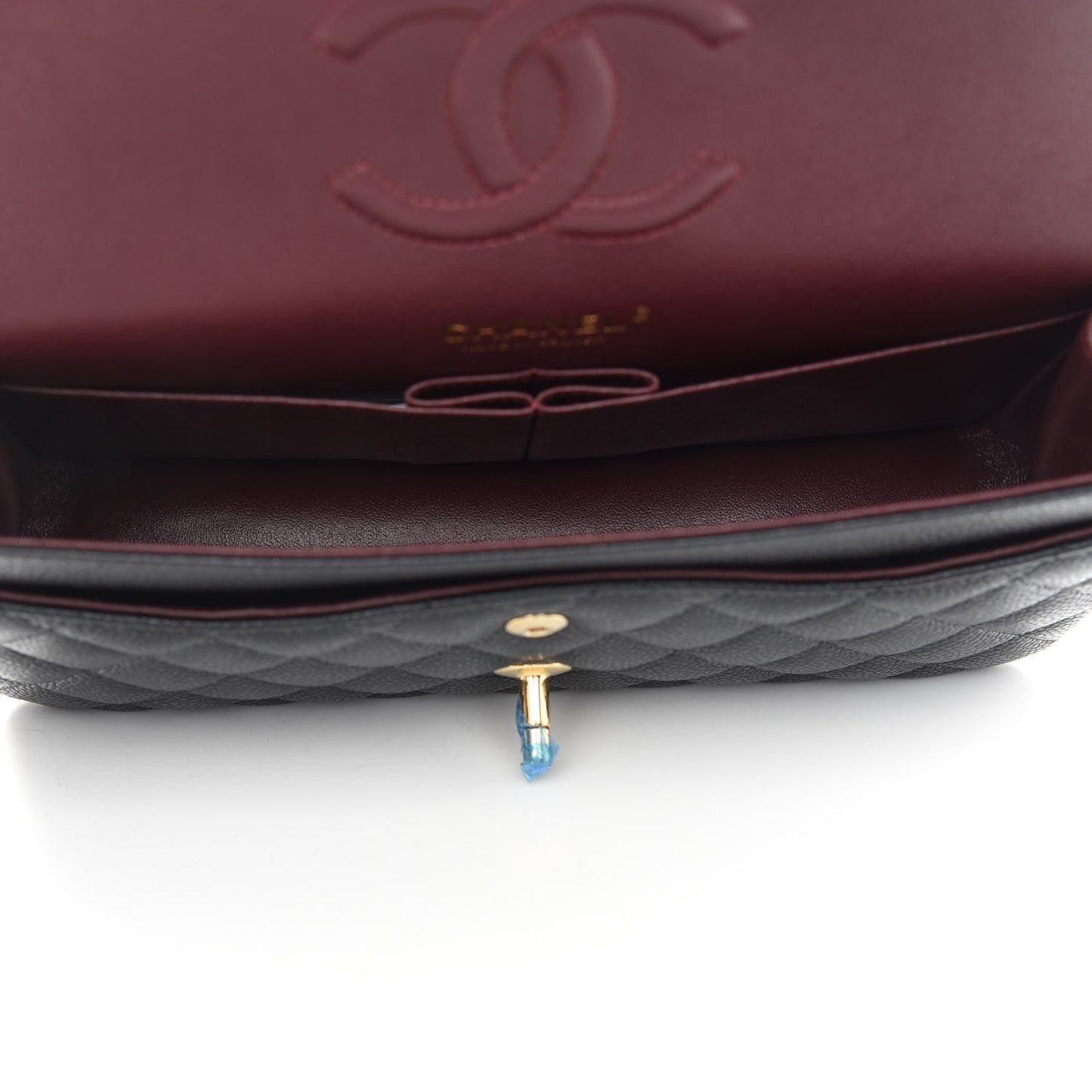 Caviar Quilted Medium Double Flap Black