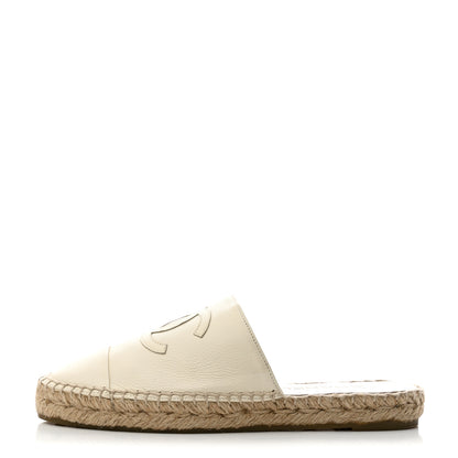 Chanel Calfskin CC Espadrille Mules 38 White 1 of 10
