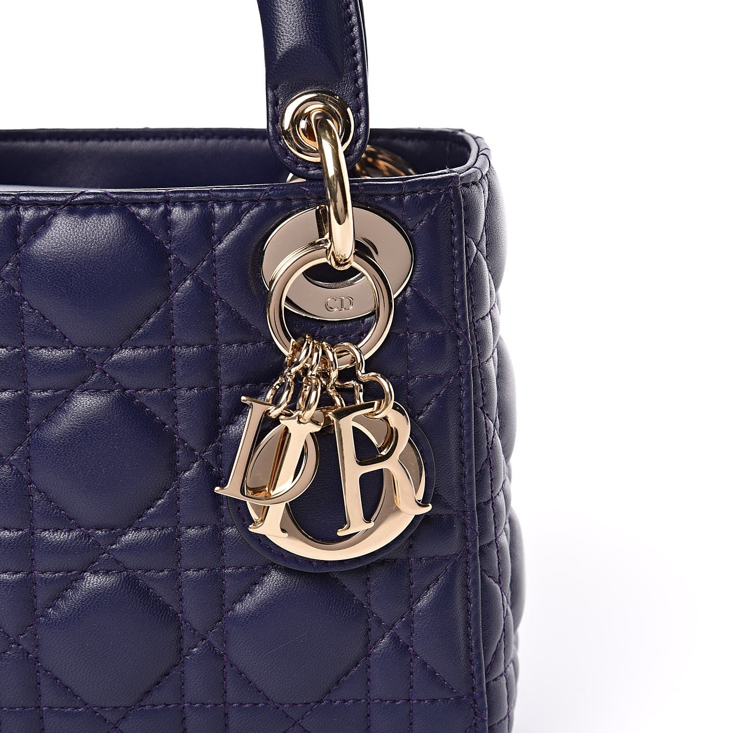 Christian Dior Lambskin Cannage Crystal Mini Lady Dior Navy Blue 10 of 11