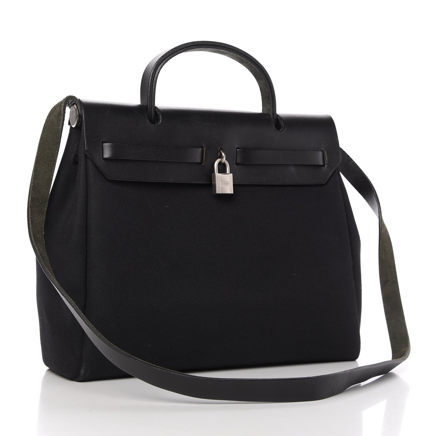 Toile Vache Calfskin Herbag 30 PM Black