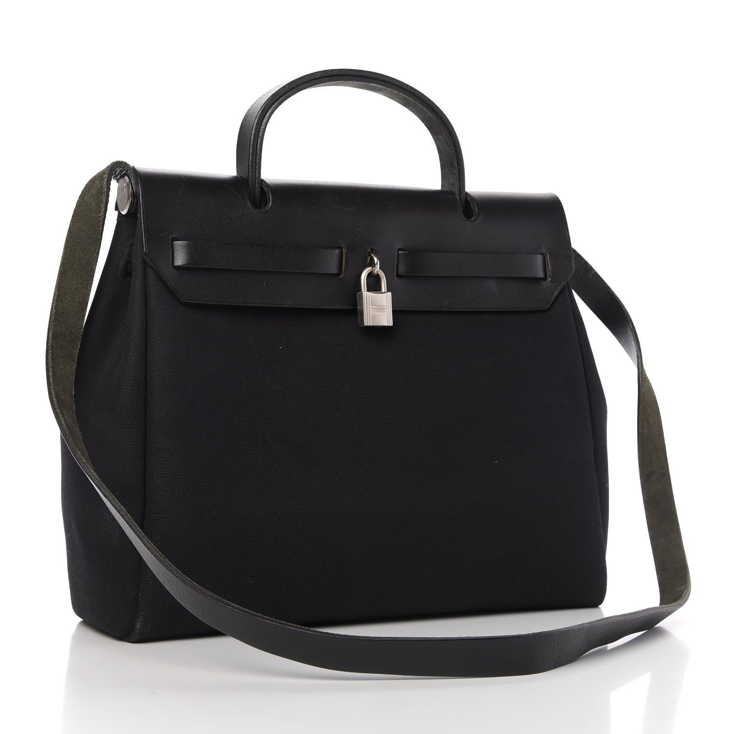 Hermes Toile Vache Calfskin Herbag 30 PM Black 4 of 13