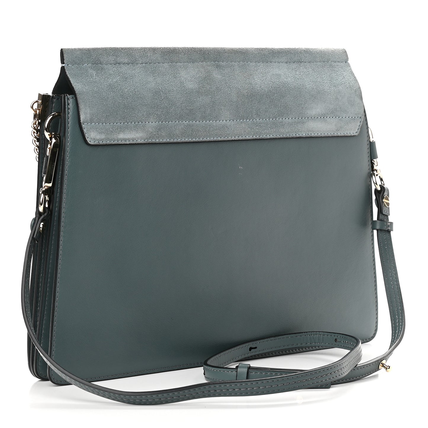 Calfskin Suede Medium Faye Shoulder Bag Cloudy Blue