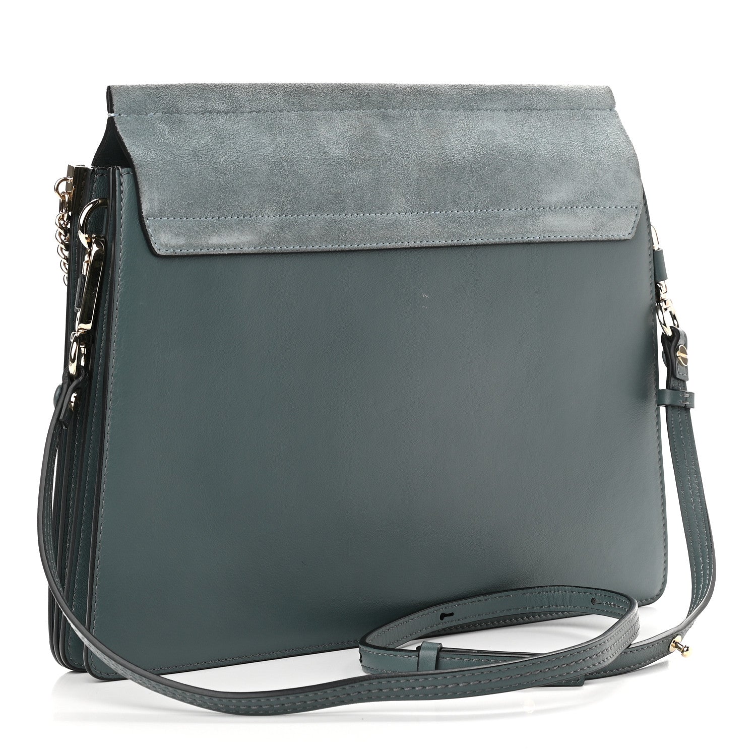 Chloe Calfskin Suede Medium Faye Shoulder Bag Cloudy Blue 3 of 9