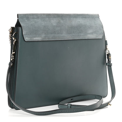 Chloe Calfskin Suede Medium Faye Shoulder Bag Cloudy Blue 3 of 9