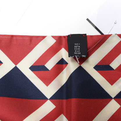 Gucci Twill Silk Geometric Logo Neck Bow Scarf Navy Orange 4 of 4