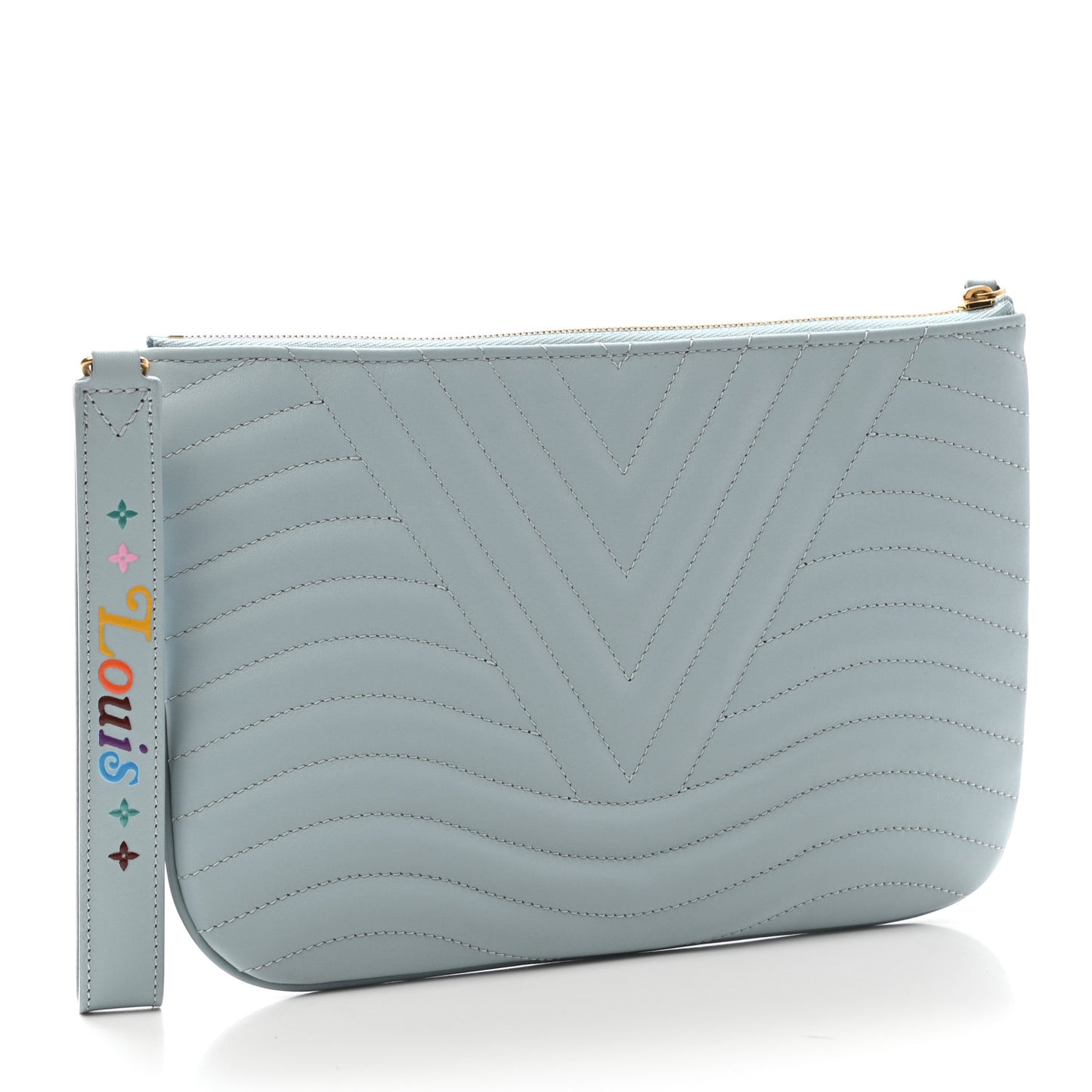 Calfskin New Wave Zipped Pochette Porcelain Blue
