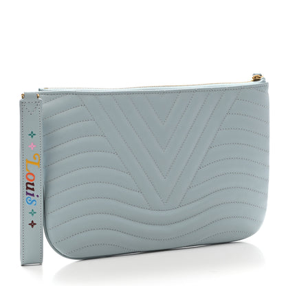 Louis Vuitton Calfskin New Wave Zipped Pochette Porcelain Blue 3 of 7