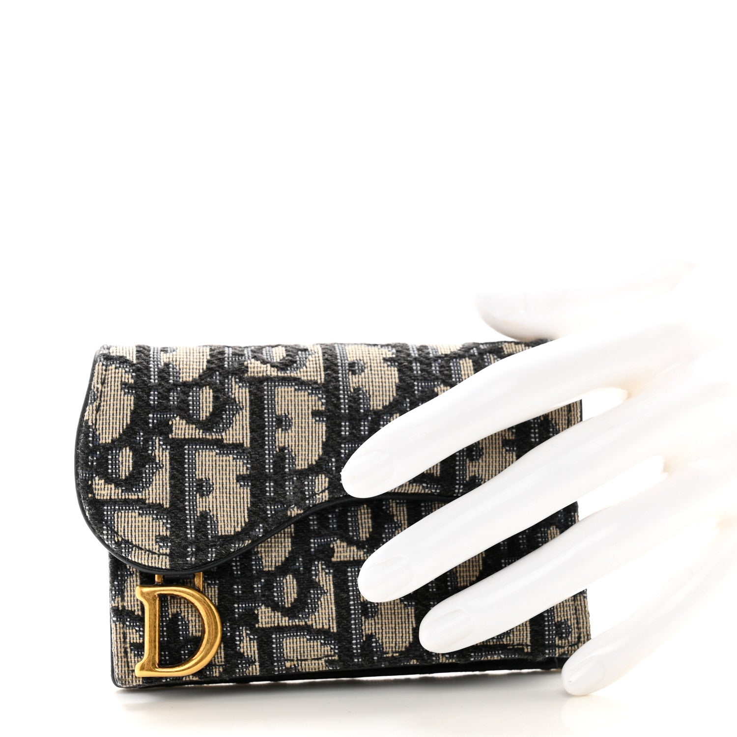 Christian Dior Oblique Saddle Card Holder Blue 2 of 7