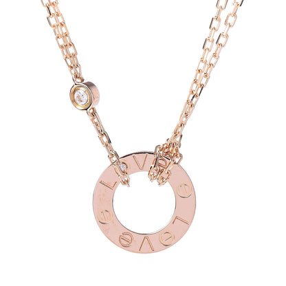 Cartier 18K Pink Gold 2 Diamond LOVE Necklace 4 of 6