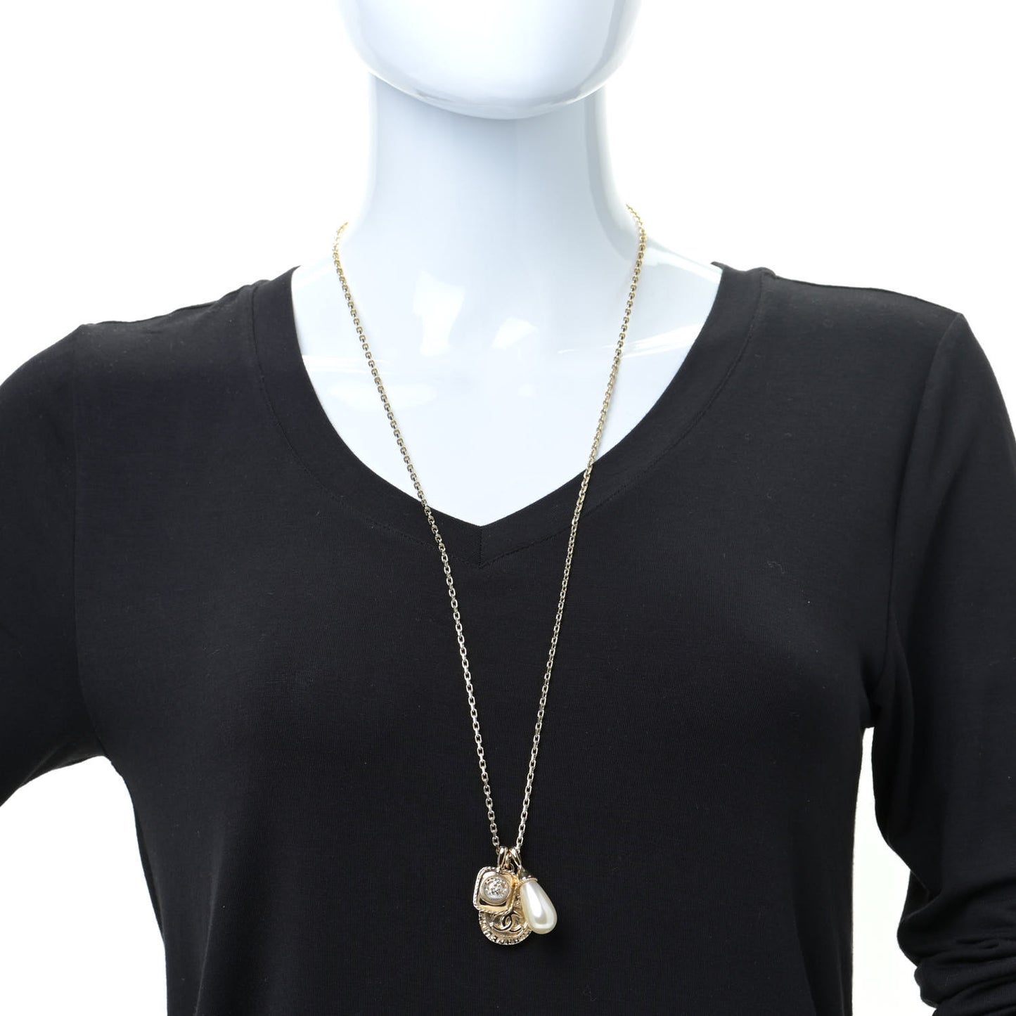 Crystal Pearl Necklace Gold