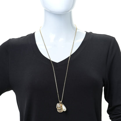 Chanel Crystal Pearl Necklace Gold 2 of 6