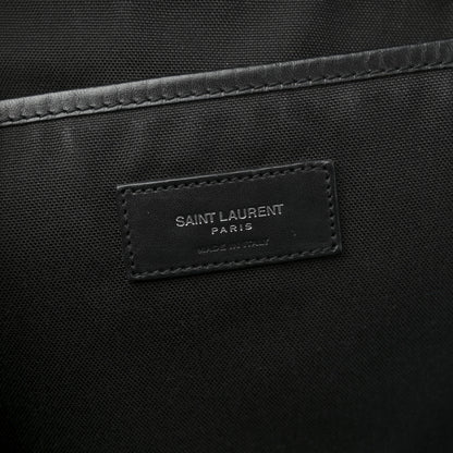 Saint Laurent Canvas Signature Embroidered City Backpack Black 6 of 12