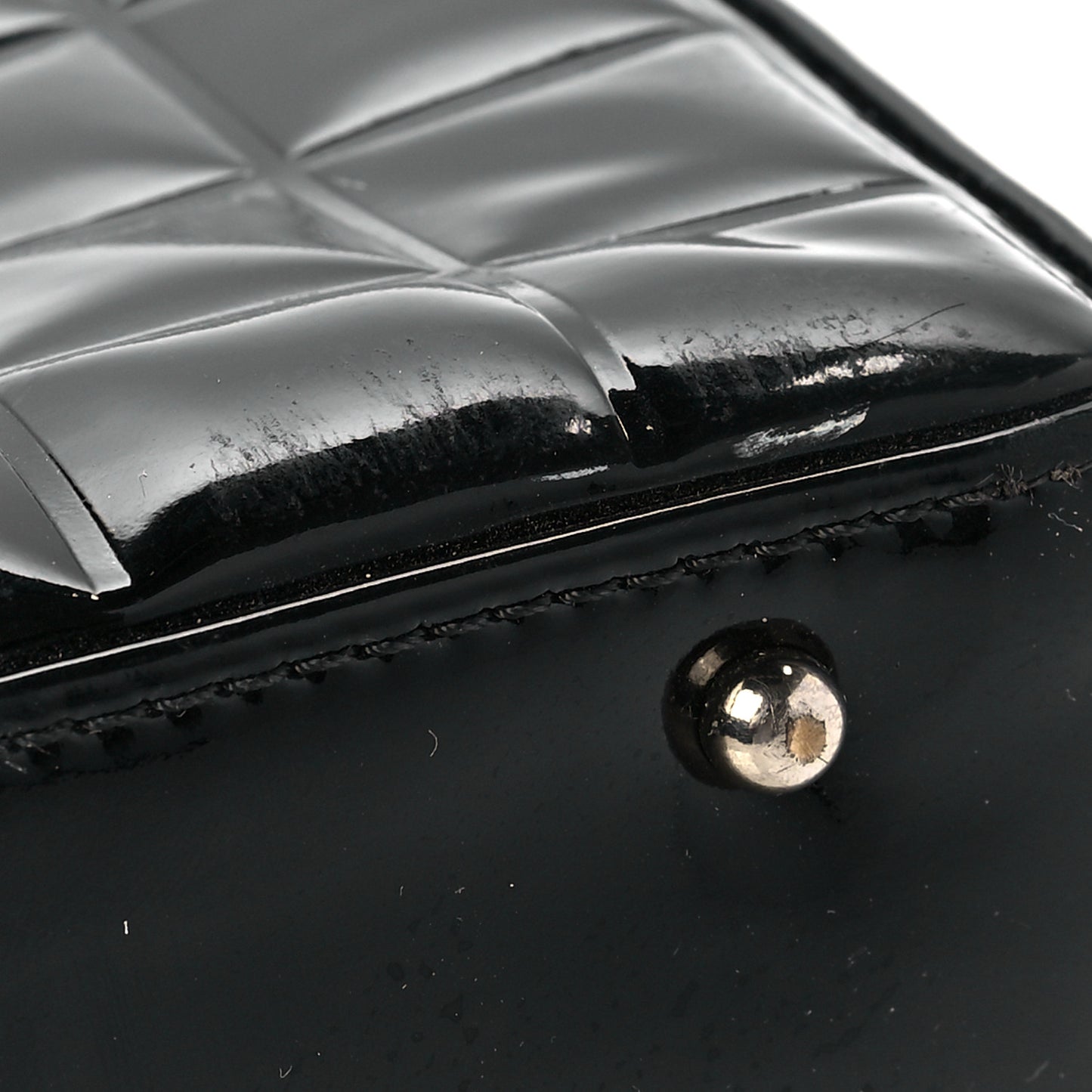 Patent Quilted CC Chocolate Bar Tote Black