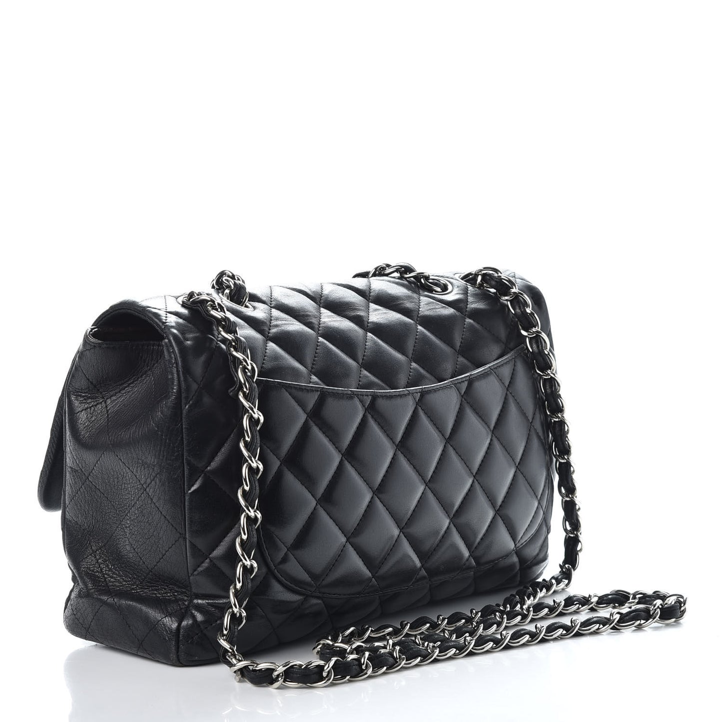 Lambskin Quilted Jumbo Single Flap Black