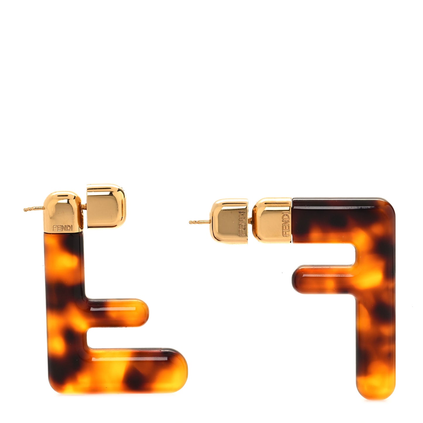 Plexiglass F Earrings Brown