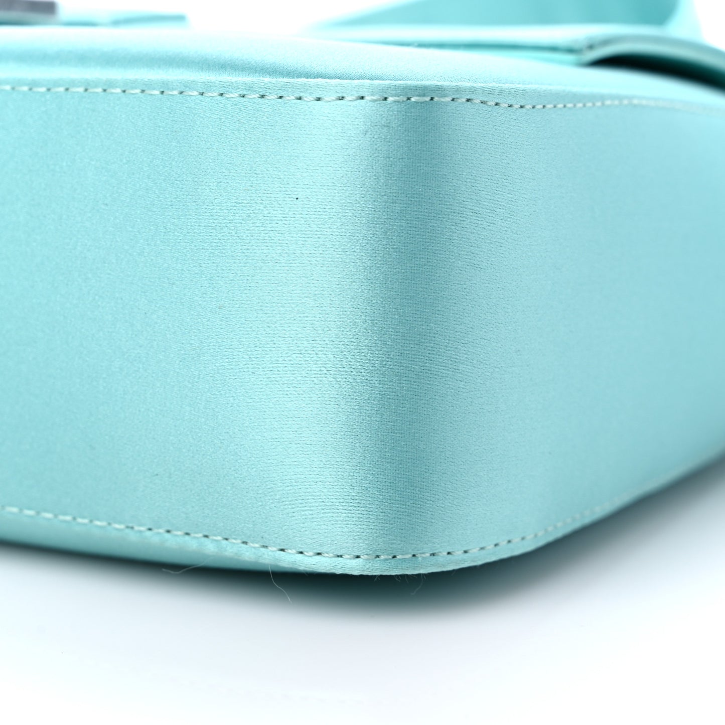 X TIFFANY Satin Nappa Silver Baguette Blue Tiffany Silver
