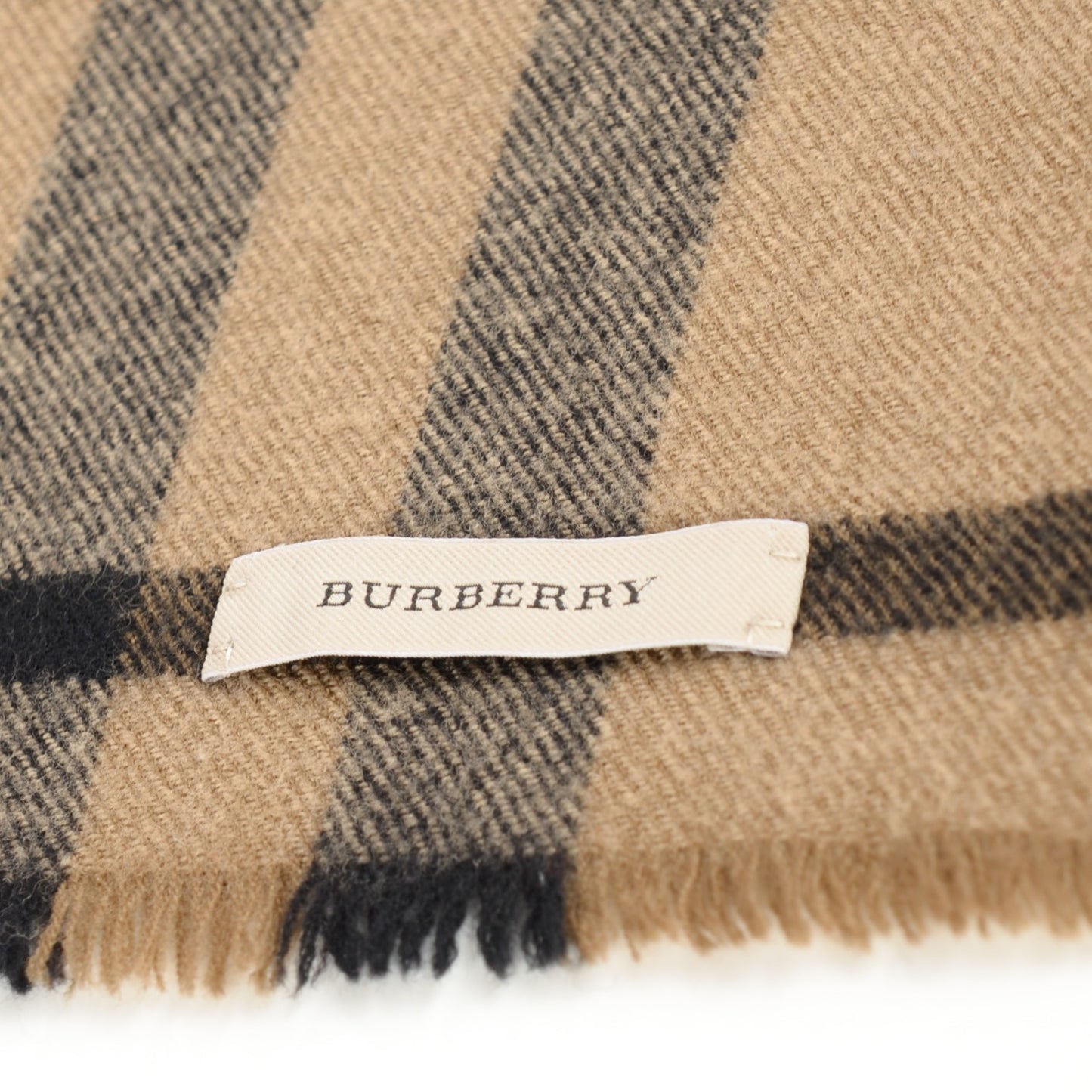 Wool Giant Check Scarf Beige