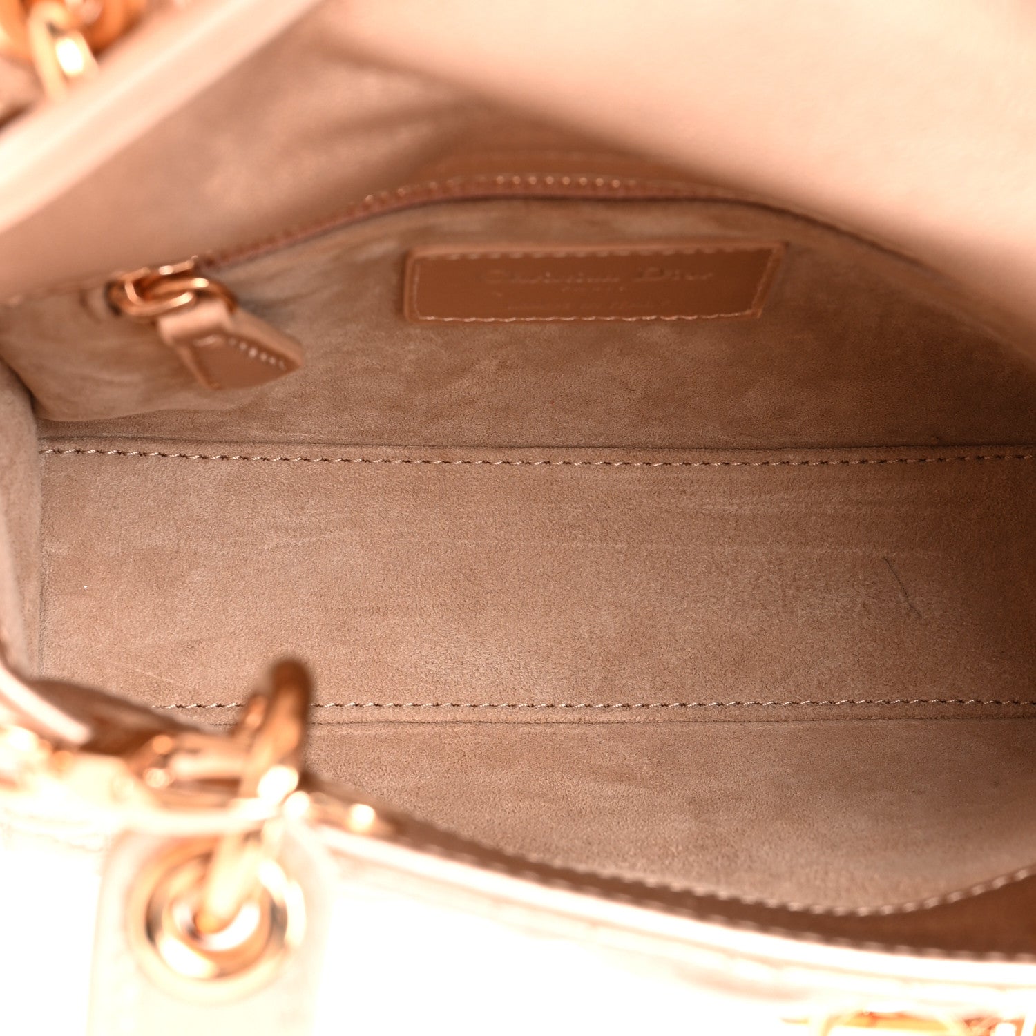 Christian Dior Metallic Lambskin Cannage Mini Lady Dior Gold Rose 5 of 15
