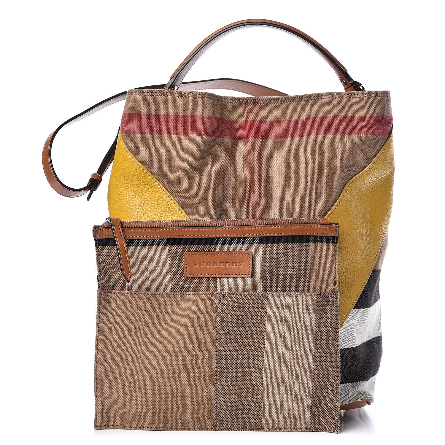 Burberry Canvas Mega Check Calfskin Chevron Medium Hobo Multicolor 1 of 14
