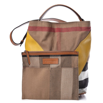 Burberry Canvas Mega Check Calfskin Chevron Medium Hobo Multicolor 1 of 14