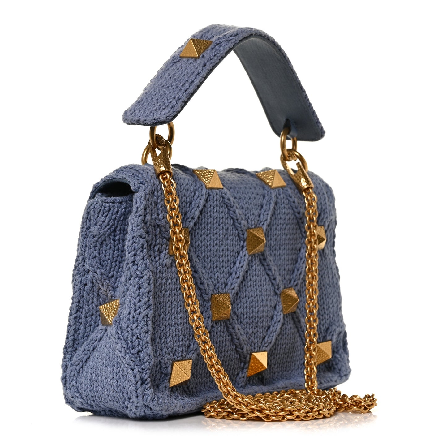 Knit Medium Roman Stud Shoulder Bag Niagara