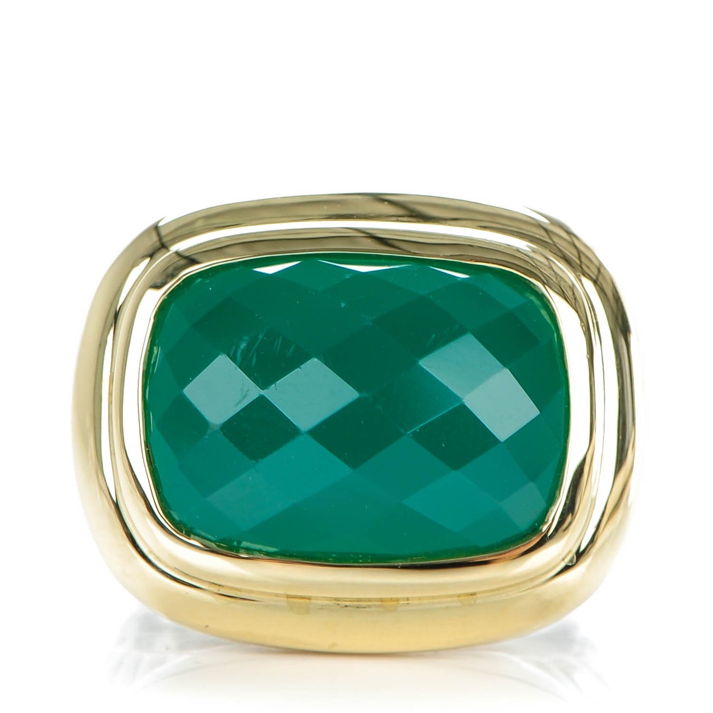 Sterling Silver 18K Yellow Gold Green Onyx 18mm Waverly Ring 53 6.5