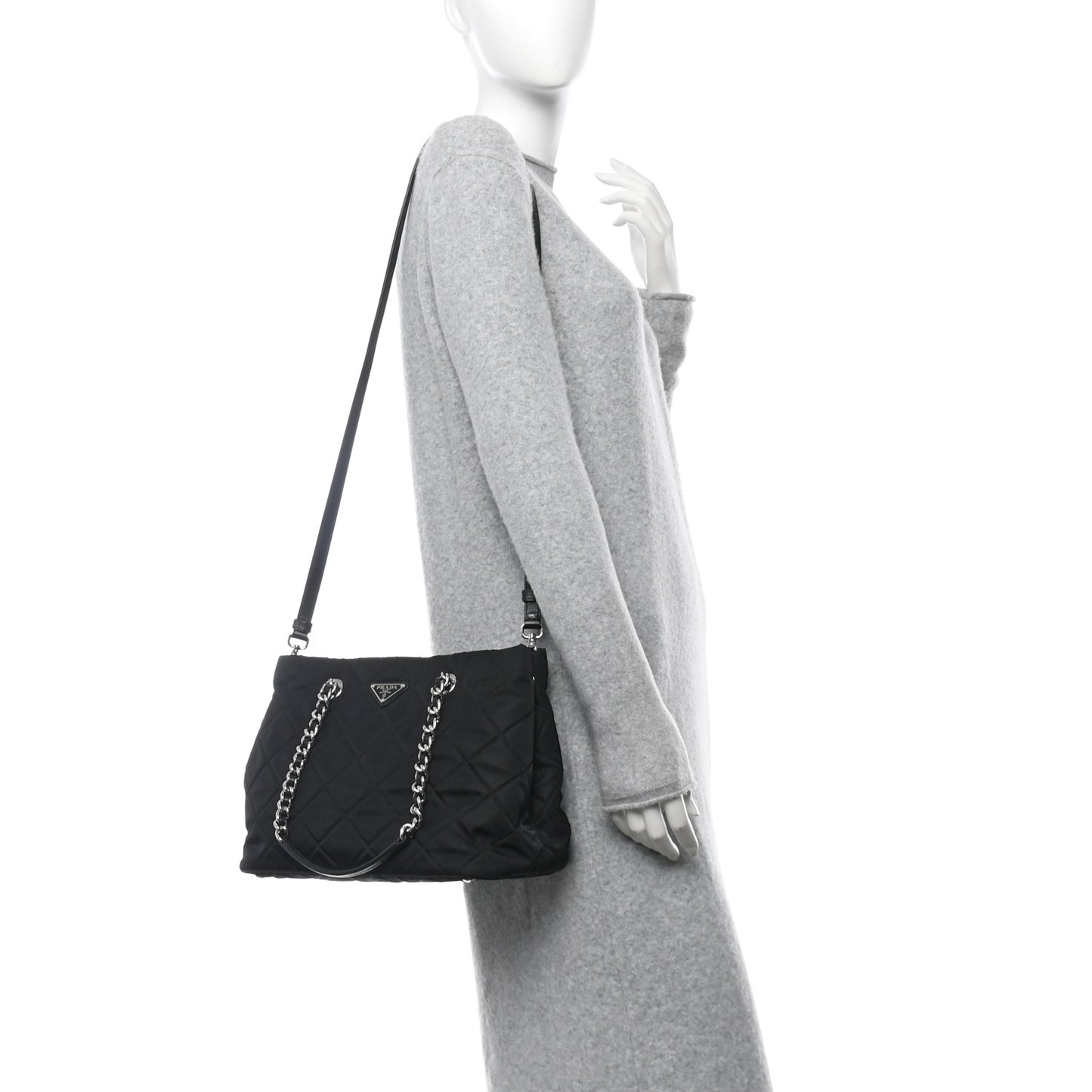 Nylon Tessuto Impuntu Quilted Tote Black