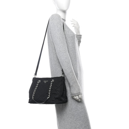Prada Nylon Tessuto Impuntu Quilted Tote Black 2 of 11