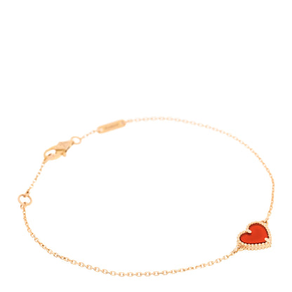 Van Cleef & Arpels 18K Rose Gold Carnelian Sweet Alhambra Heart Bracelet 1 of 5