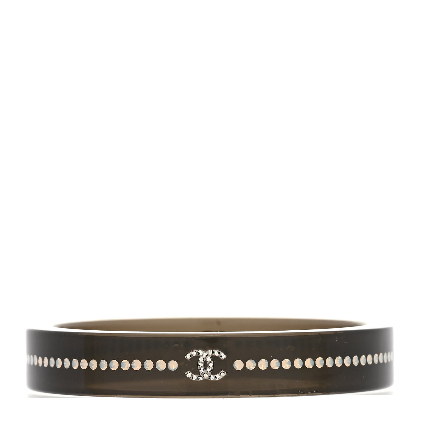 Resin Crystal CC Bangle Bracelet Black
