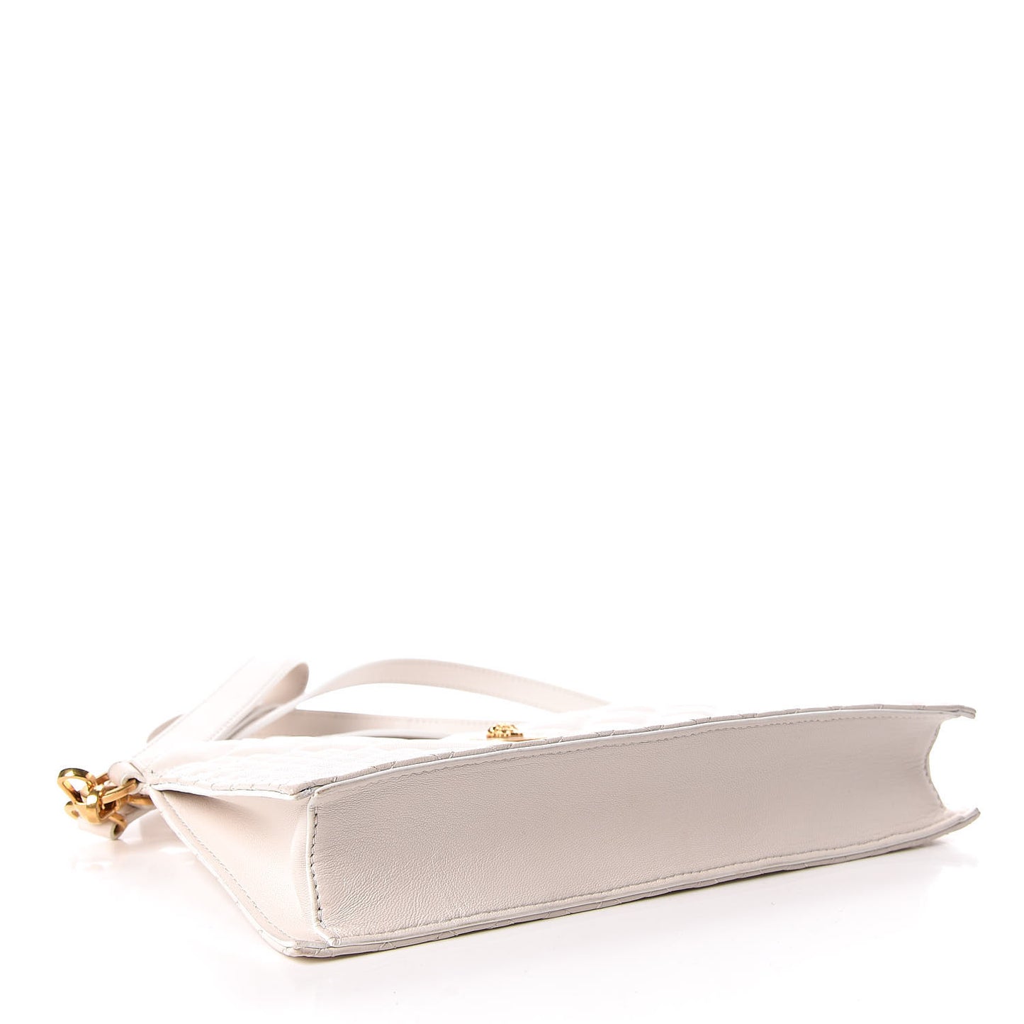Calfskin Quilted Tribute Icon Crossbody Flat Pouch White