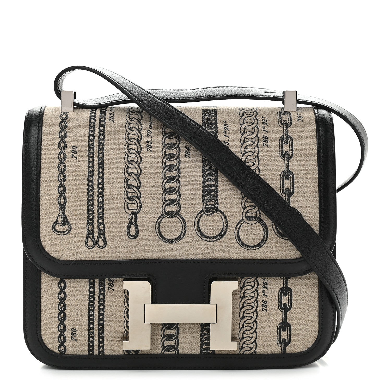 Hermes Swift Toile Dechainee Constance 24 Ficelle Black 1 of 8