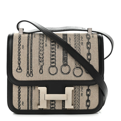 Hermes Swift Toile Dechainee Constance 24 Ficelle Black 1 of 8
