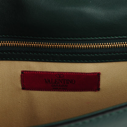 Valentino Garavani Vitello Medium Glam Lock Rockstud Flap Forest Green 6 of 7