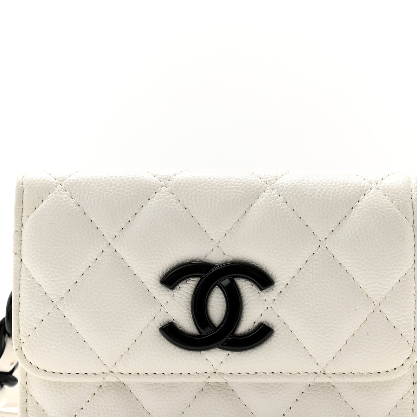 Caviar Quilted My Everything Belt Flap Card Holder White