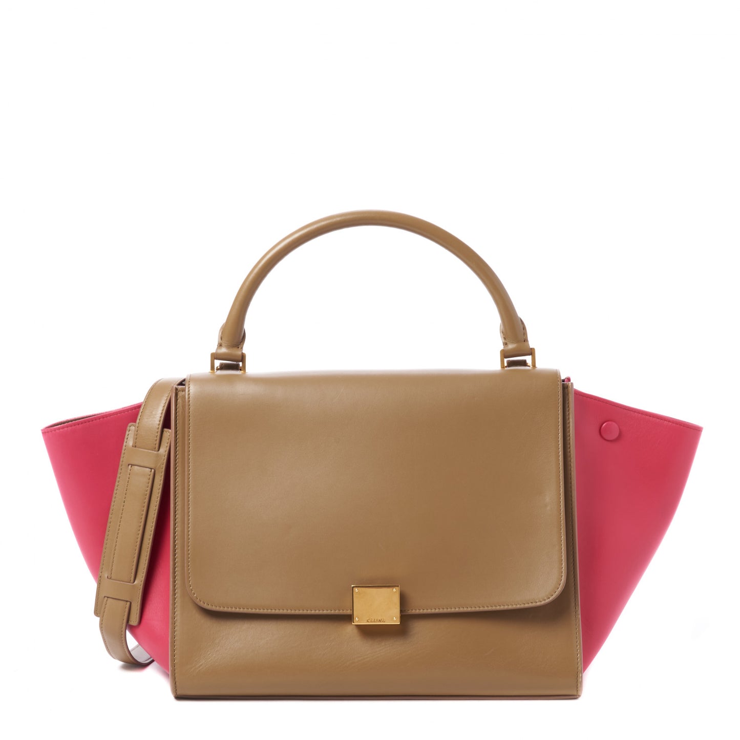 Smooth Calfskin Medium Tri-Color Trapeze Taupe Fuchsia
