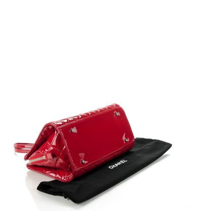 Chanel Patent Quilted Small CC Angle Tote Red 4 of 7