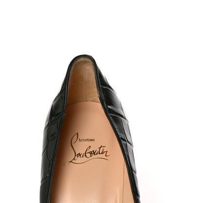 Christian Louboutin Calfskin Crocodile Embossed Kate 85 Pumps 37 Forest Night 9 of 10