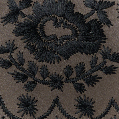 Fendi Vitello Seta Shiny Nappa Floral Embroidered Petite Peekaboo I SEE U Satchel Carbone Black 10 of 14